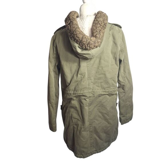 Old Navy Womens Olive Hooded Parka Utility Jacket Faux Sherpa Cotton Medium - Picture 5 of 12
